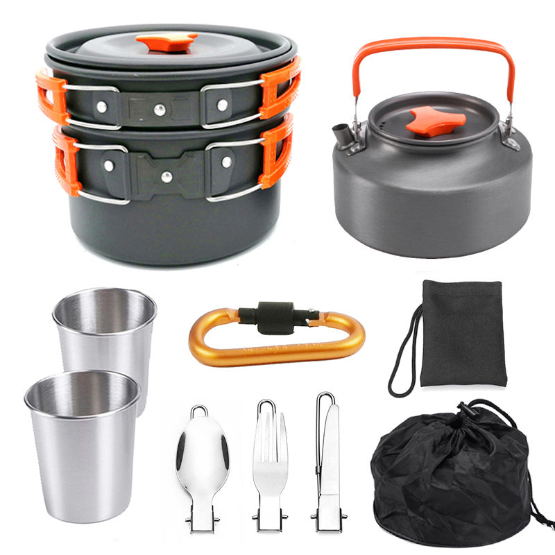 AlpineFlame® Camping-Kochset – Aluminium, Ultraleicht 928g | Topf, Tasse & Besteck