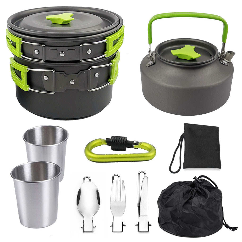 AlpineFlame® Camping-Kochset – Aluminium, Ultraleicht 928g | Topf, Tasse & Besteck