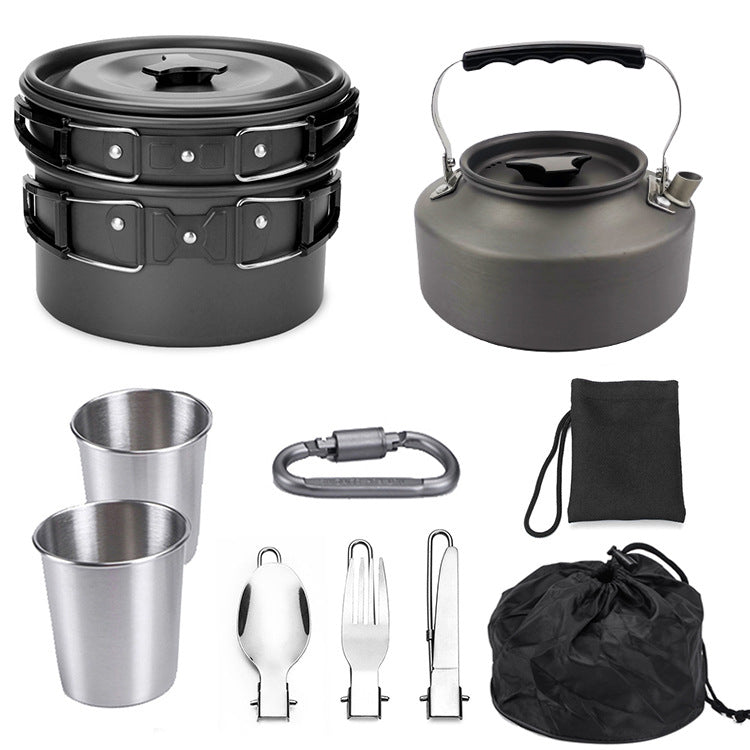 AlpineFlame® Camping-Kochset – Aluminium, Ultraleicht 928g | Topf, Tasse & Besteck