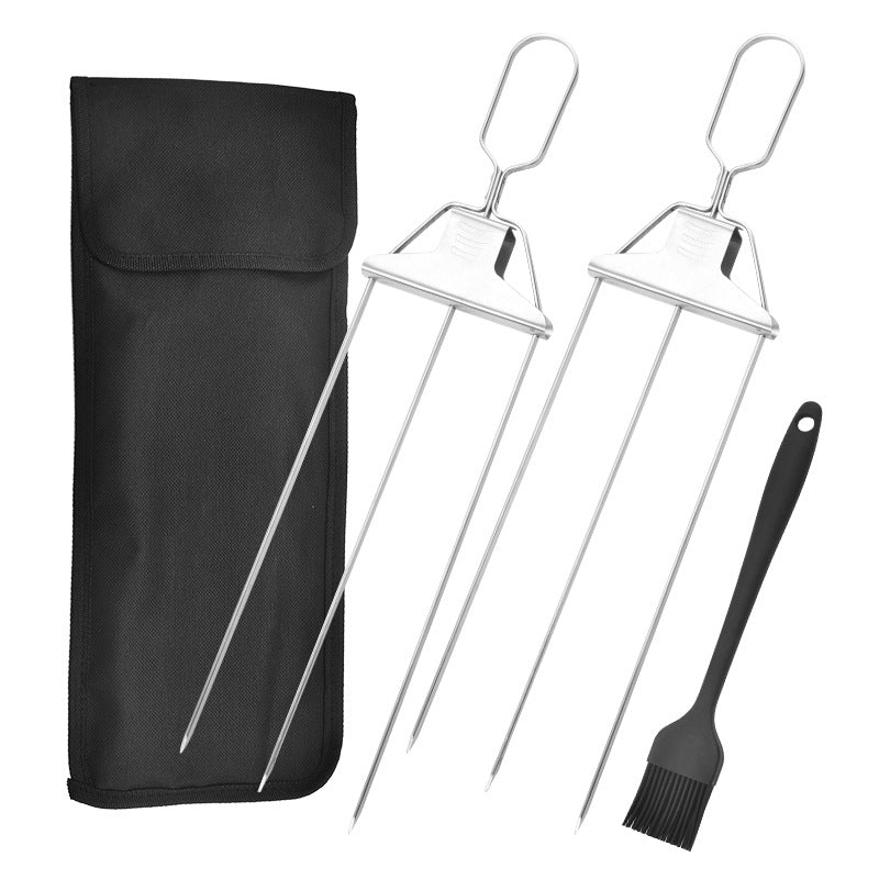 Profi BBQ Spiesse aus Edelstahl – 3-Zack Grillspiesse mit Tasche | Alpine Flame