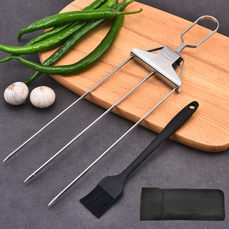Profi BBQ Spiesse aus Edelstahl – 3-Zack Grillspiesse mit Tasche | Alpine Flame
